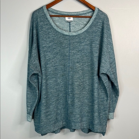 Old Navy Cozy Two Tone Teal Blue Long Sleeve Top Plus Size XXL - Picture 10 of 10